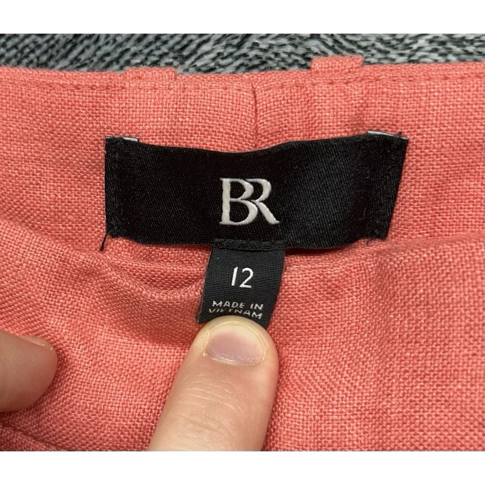 Banana Republic Womens Size 12 Pink Linen Full Length Straight Leg Pants (U3)